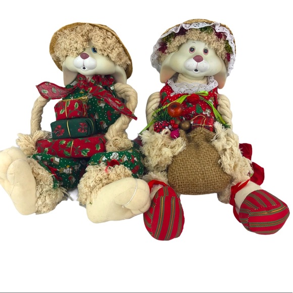 House of LLOYD Christmas 2 Bunny Shelf Sitters - Picture 1 of 16